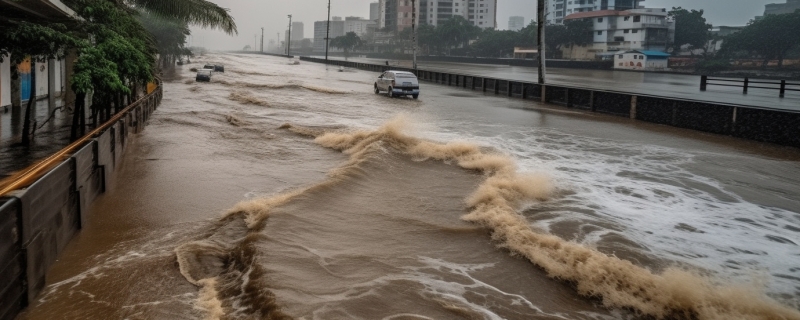 广东阳江遭遇大暴雨袭击 部分道路被洪水淹没