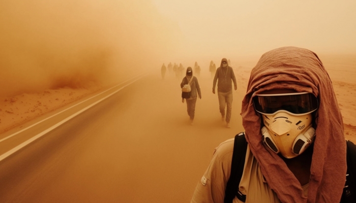 新疆强沙尘暴有多可怕 天空赤橙像异世界